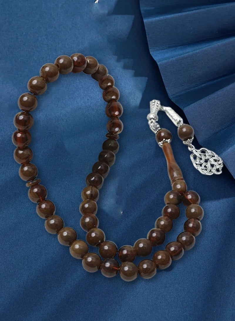 سبحة إسلامية من راتنج العنبر 45 حبة مقاس 10 مم، مسبحة تسبيح للمسلمين، سبحة أنيقة للرجال والنساء مناسبة للاستخدام اليومي والهدية - Image 3